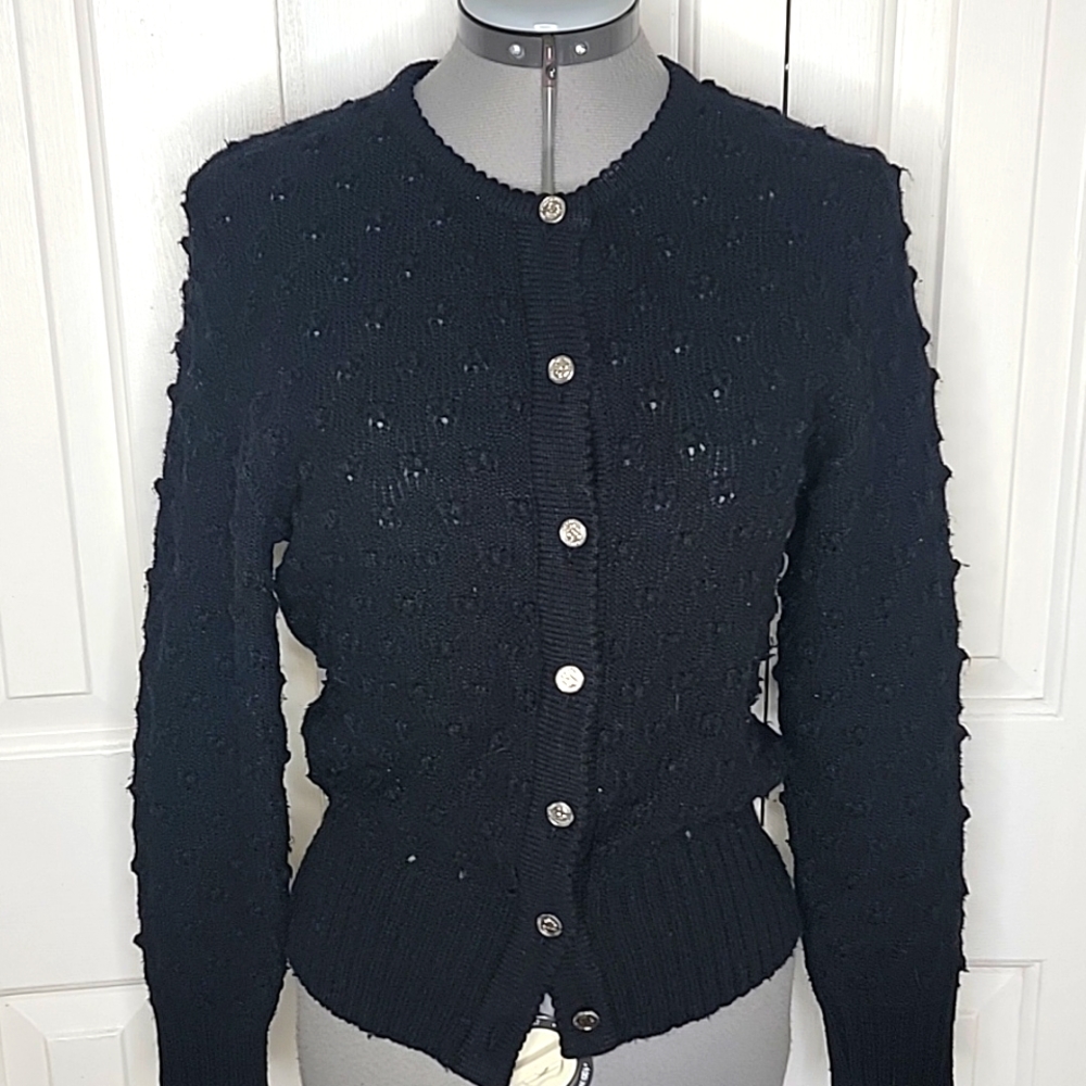 Canda Cardigan Sweater Size Medium Black Vintage